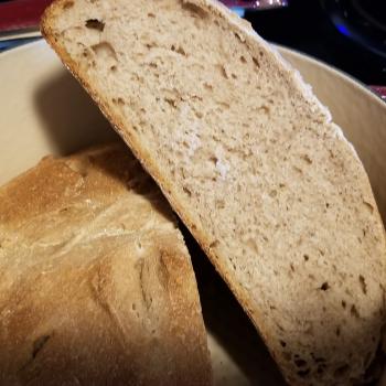 Bruce Easy Sourdough Bread first slice