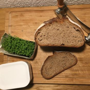 Robert Spelt whole grain loaf with buckwheat first slice
